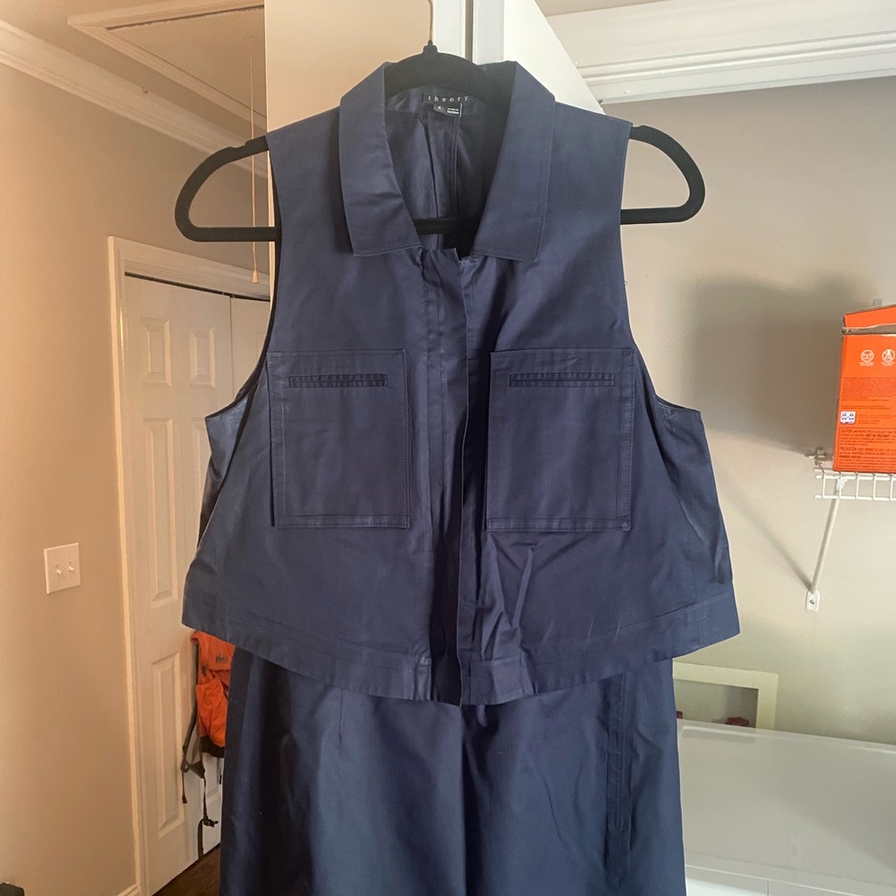 Theory 2010 Navy Shift Dress with Overlay Size 8